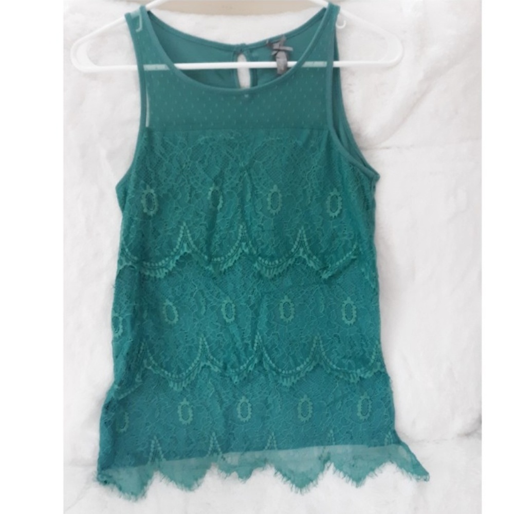 teal lace tank